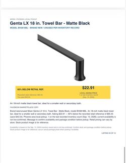 Moen Genta LX 18-Inch Towel Bar Matte Black