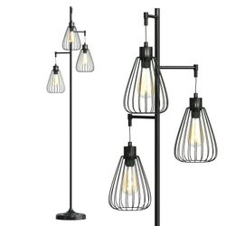 67'' Industrial 3-Light Floor Lamp Metal Standing Tree Lighting Bedroom Office