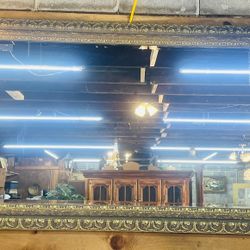 Beautiful Decorative Heavily Carved Ornate Gold-Toned Framed Mirror 38in x 68in