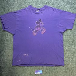 Vintage 1990s Disney Mickey Mouse purple distressed tee