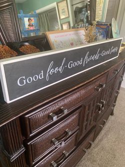Good Food Good Friends Good Times Wood Sign