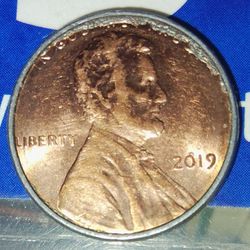 2019 Lincoln Penny ERROR melted Copper On Letters IN GOD WE TRUST 