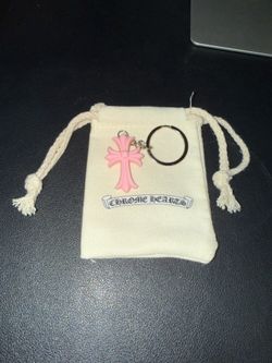 Pink Chrome Hearts Cross Keychain
