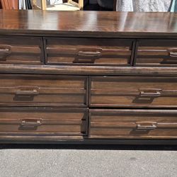 Mid-Century Modern walnut dresser 7 drawers dark brown L64”*D17”*H37”(address in description)  👇delivery 🚚 available within 15 miles for extra $55 d