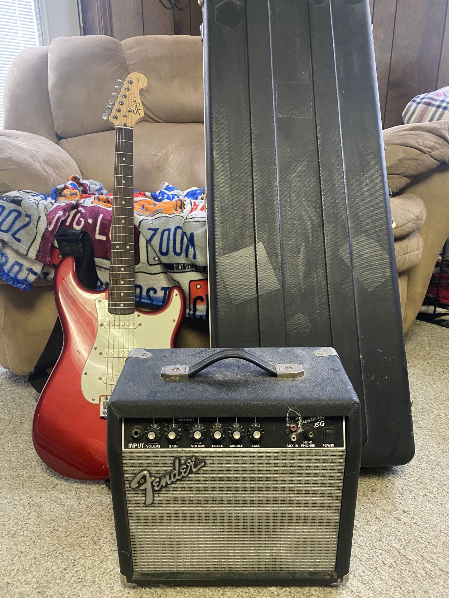 Fender Electric Guitar, Amp, And Case