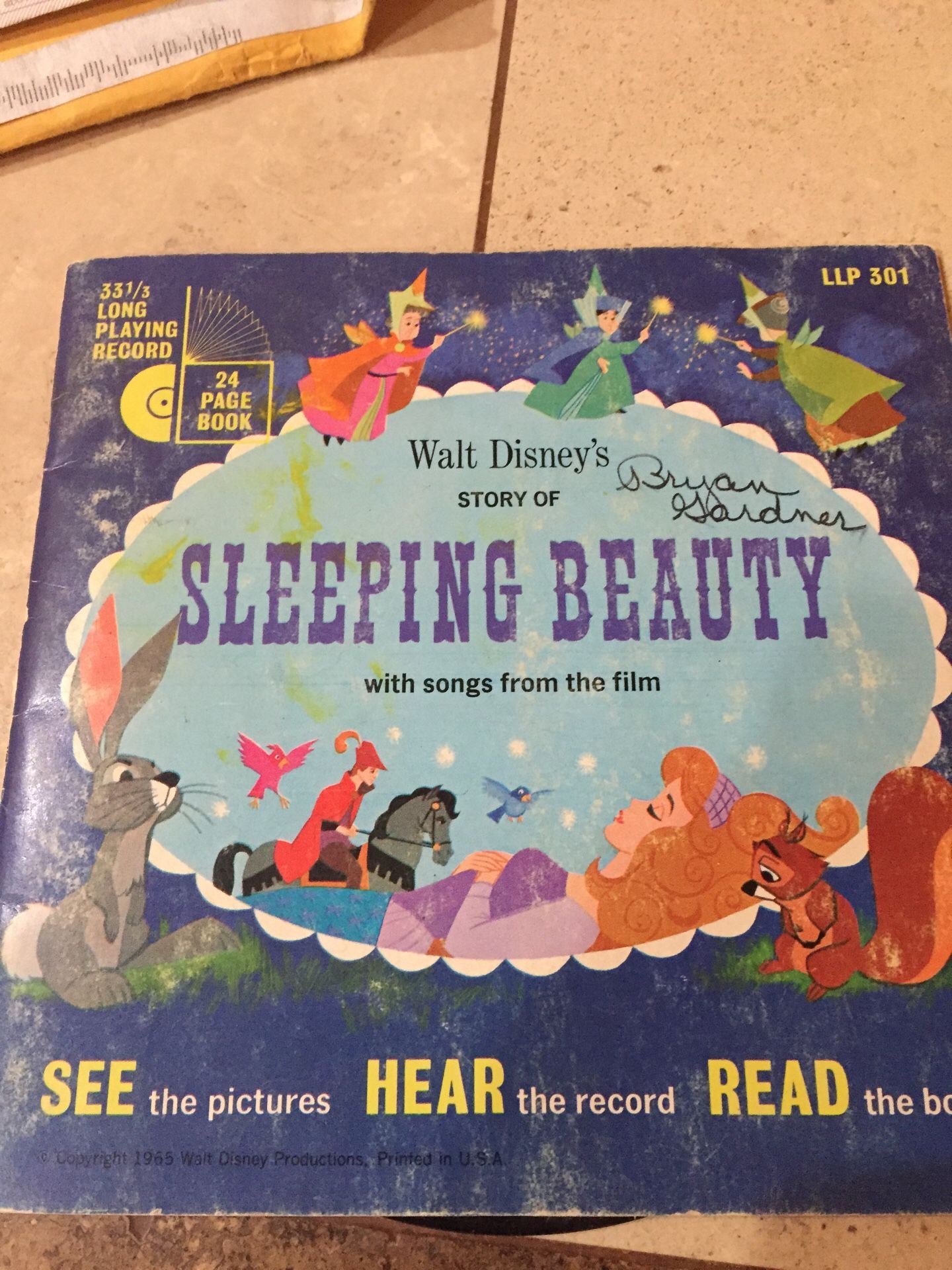 Sleeping beauty book and record vintage
