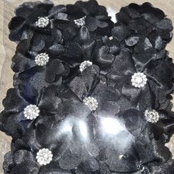 Black Crafting Flowers With Rhinestones