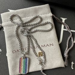 David yurman sterling silver 23-inch color dog tag necklace