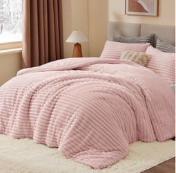 Pink furry comforter
