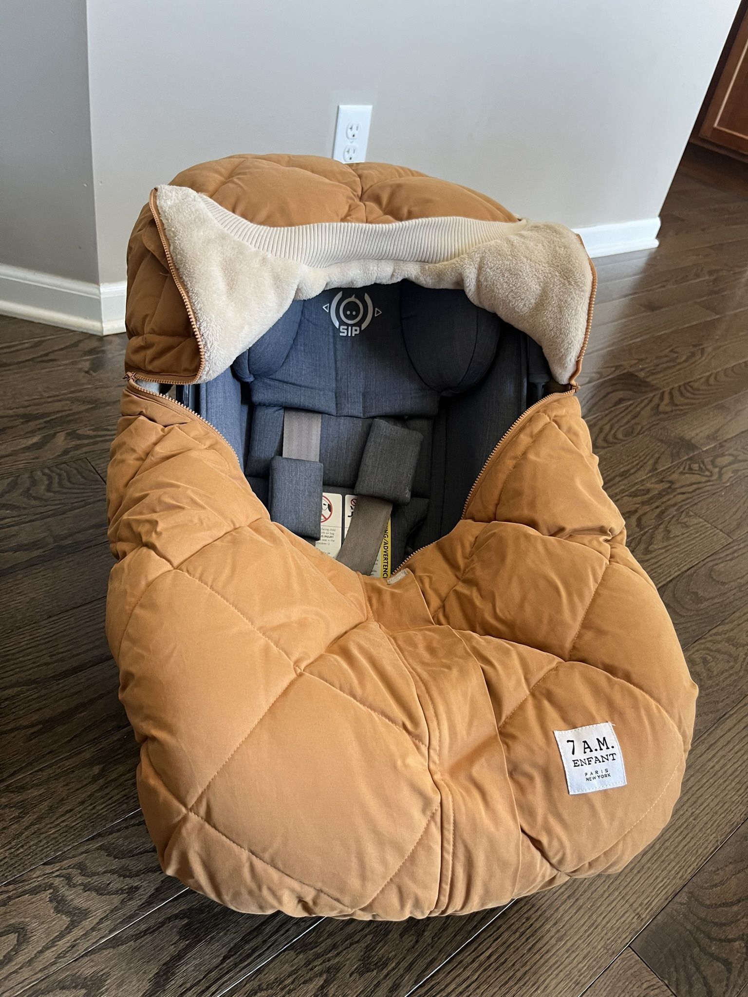 Infant Car seat Cover- 7am Enfant cognac quilted cocoon 