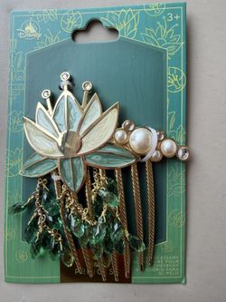 Disney Tiana Hair Clip / Hair Comb - Green White Gold