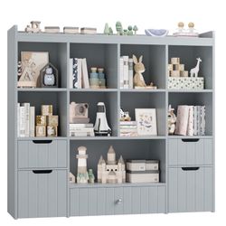 Toy Organizer, Grey Color , Toy Storage , Kids Bookcase , Kids Storage Furniture 