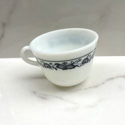 Vtg Corning Ware Pyrex Old Town Blue Coffee Tea Cup Flower Trim White Corelle