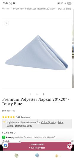 Dusty Blue Linen Napkins from CV linens