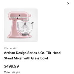 KitchenAid mixer (discontinued color “Silk Pink”) – $500