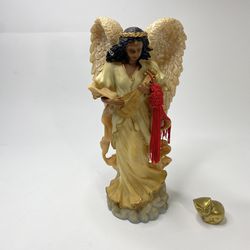 Vintage African American Ceramic Black Angel Playing Banjo With Fawn Figurine listing-status-banners