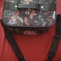 BLACK FLORAL TRAVEL MAKEUP DUFFEL BAG