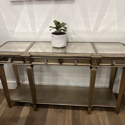 Gorgeous Glass Top Entrance Table, Distressed 