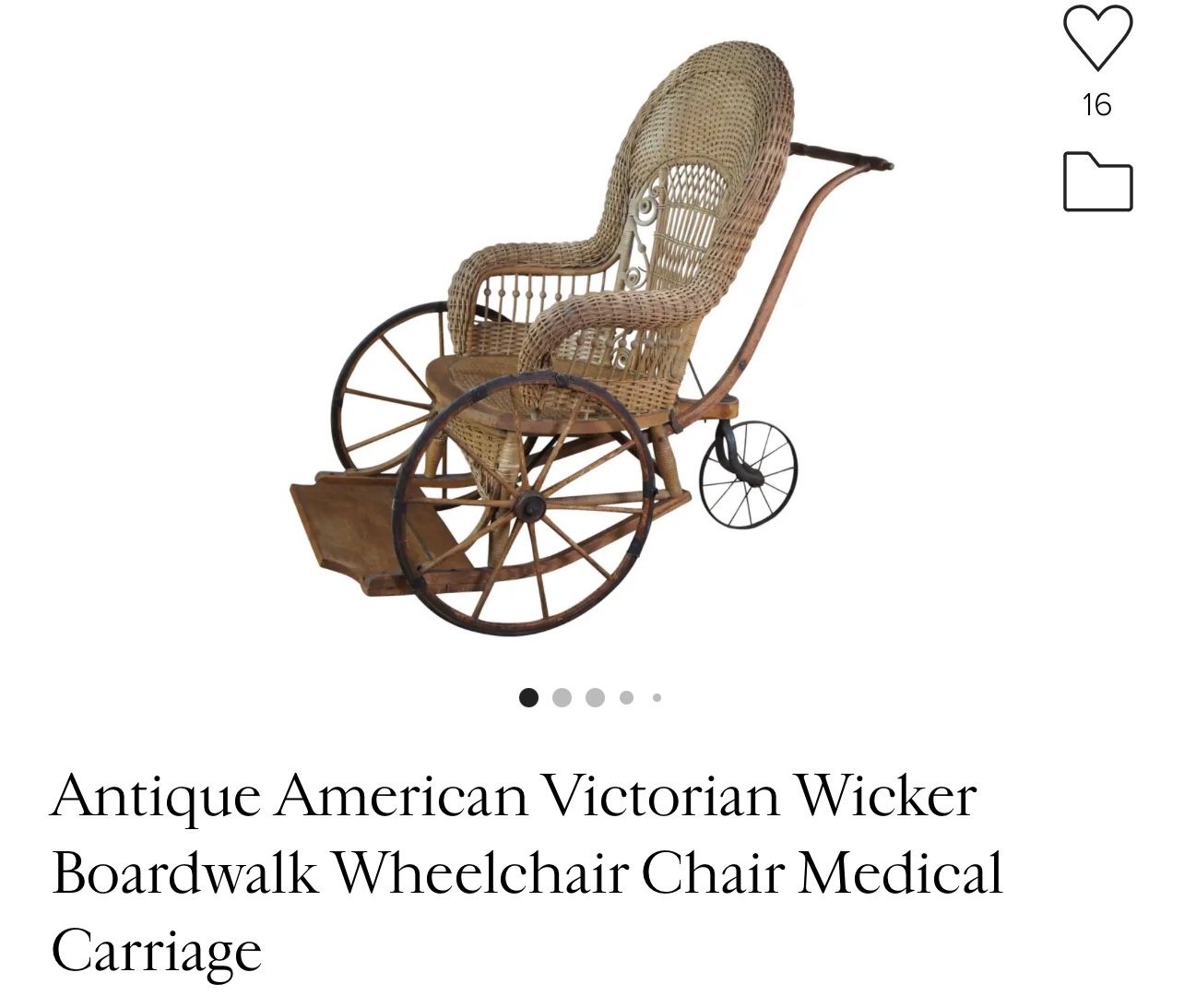 Antique American Victorian Wicker Boardwalk Wheelchair Chair Medical Carriage