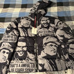 XL Asaali X Awful Lotta Cough Syrup Cartel Puffer Jacket Collab