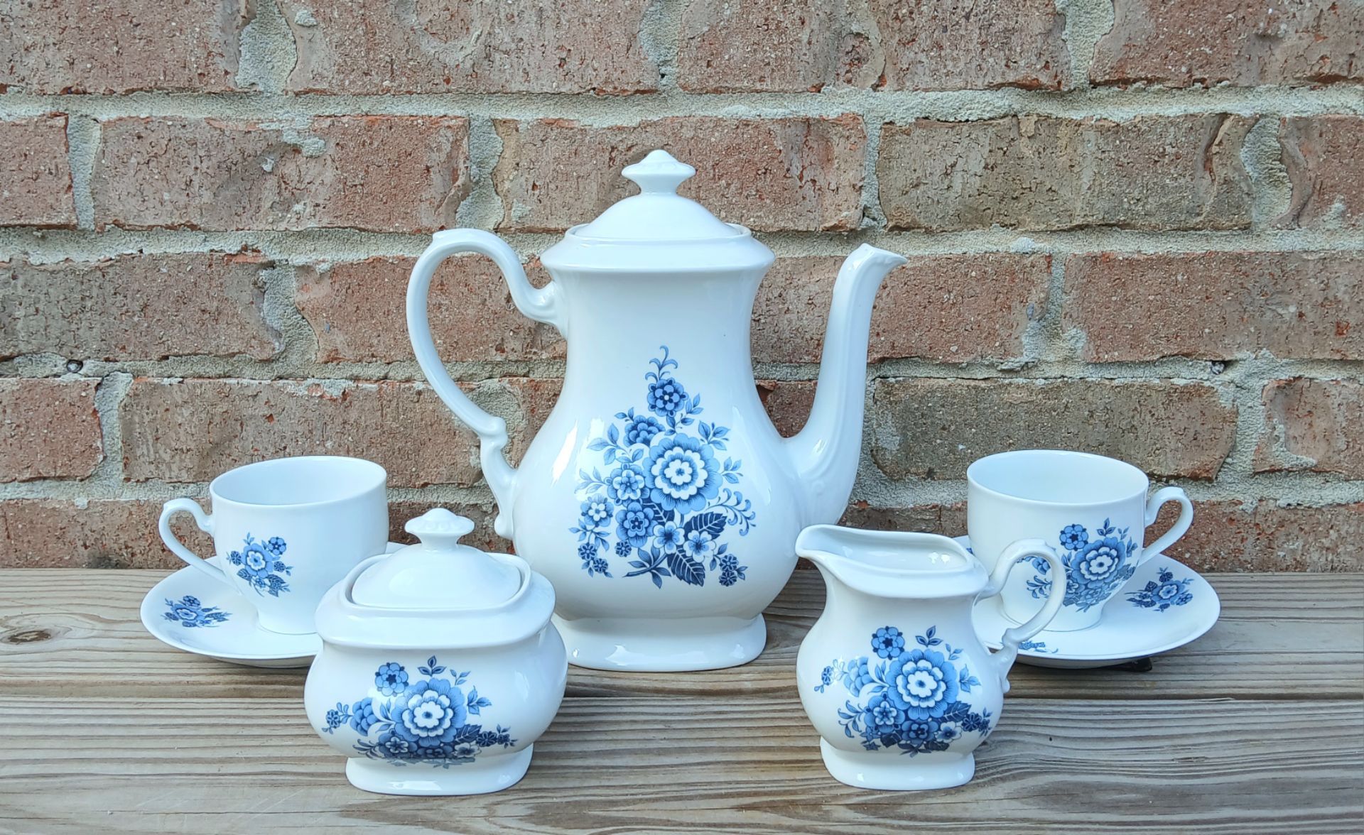 Vintage Mitterteich Bavaria Blue Floral Coffee Set