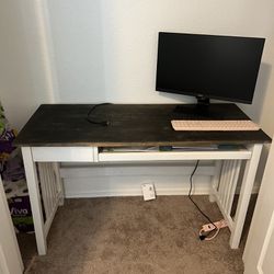 White and brown Desk