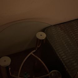 Round Glass Top Table Brass Base