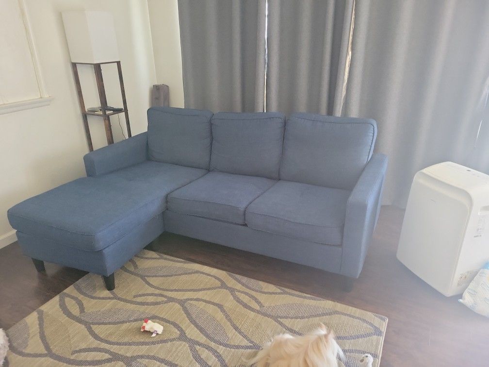 Small Blue L Shaped Couch