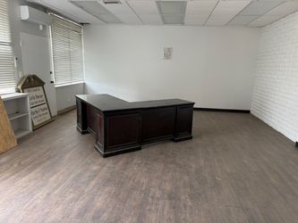 Large Dark Wood L-Shaped Executive Desk