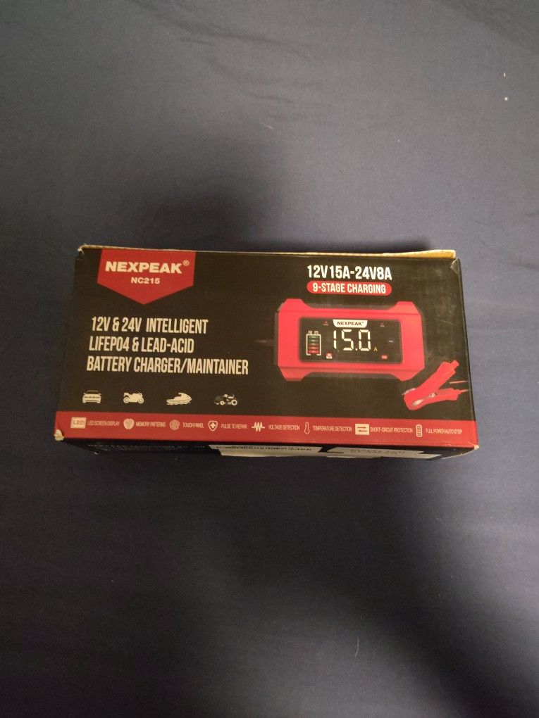 NEXPEAK NC215 15-Amp Battery Charger, 12V 24V