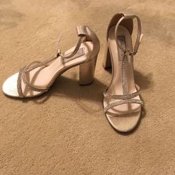 DSW Champagne/gold block heels
