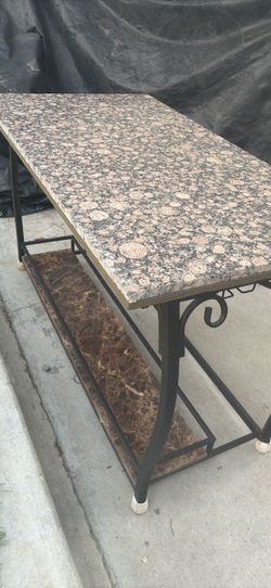 Granite Top Console Table with Iron Base