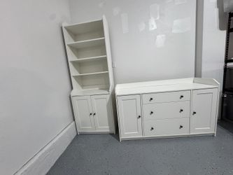 White Storage Cabinet & Shelf Set - $20