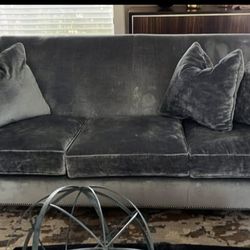 86" Luxury Velvet Sofa With Silver Nailhead Trim! 