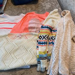 Bundle Of 5 Little Girls Sweaters Size 5-7