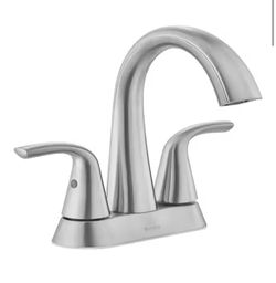 Glacier Bay Irena 4 in. Center set Double-Handle High-Arc Bathroom Faucet in Brushed Nickel@E3-414