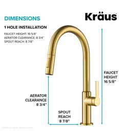 Kraus Oletto 1.8 GPM Single Handle Pull Down Kitchen Faucet BRUSHED BRASS (BB)