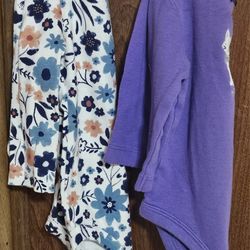 6 Months 2 Piece Carter's Long Sleeve Onesie 