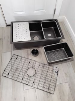 New Black Sink 32W X 28L X 9D Inches