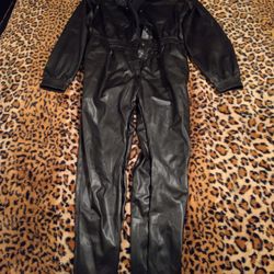Black Leather Jumpsuit Romper Goth 