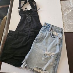 Women's Overall And Denim Skirt