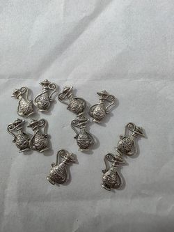 Antique Silver Teapot Charm Beads Set