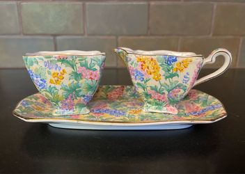 Antique Sugar & Creamer Set with Tray
