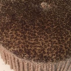 12” Round Ottoman With Hanging Tassels