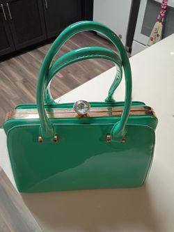 Green Patent Leather Structured Handbag