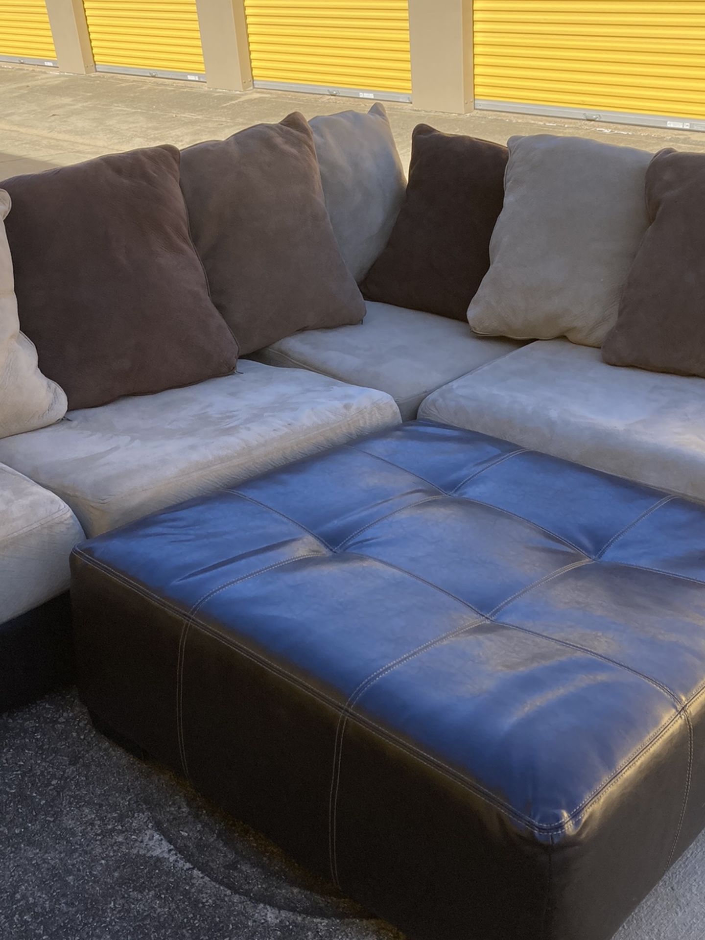 Leather Based Sectional With All Leather Ottoman Free Delivery!