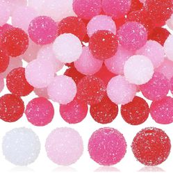80 Pcs Rhinestone Beads for Pens Jewelry Sugar Bead for Bracelets Round Disco Ball Bubblegum Mixed Color Round Crystal Beads(Pink Series, 20 mm)