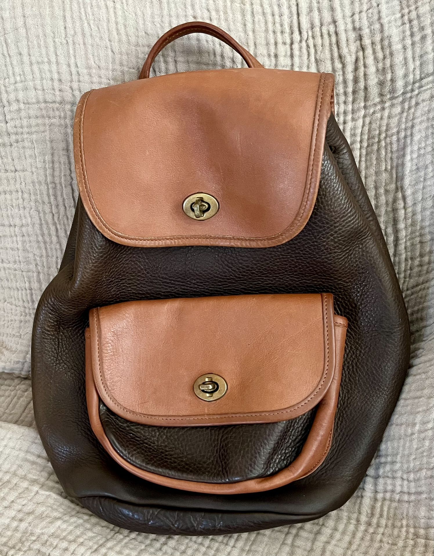 Vintage Brown Pebbled Leather Backpack