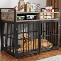 Large Furniture Dog Crate Table W/ Drawers Storage