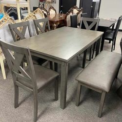 Brand New Grey 6pc. Dining Table Set 